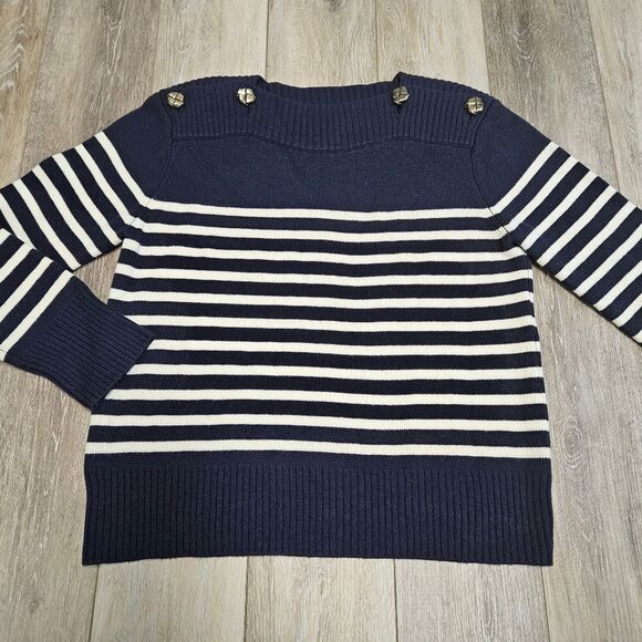 Tara Jarmon Blue and White Crew Neck Sweater - Picture 4 of 10